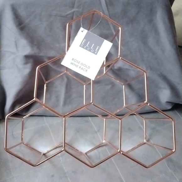 Elle Decor Hexagon Rose Gold wine rack - Picture 1 of 4